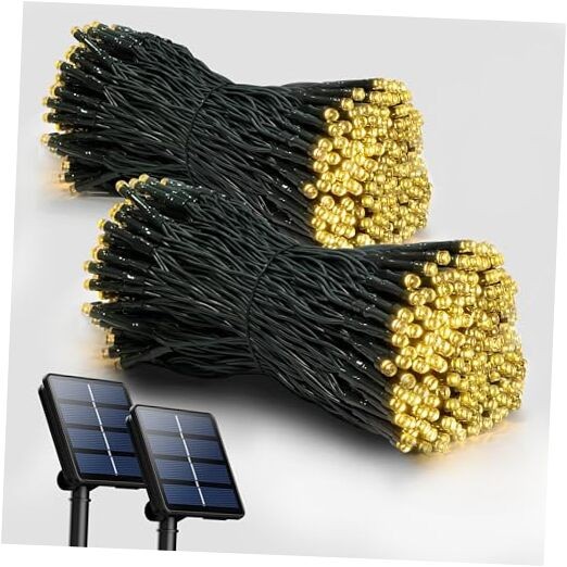 72FT 200 LED Solar Christmas String Lights 2 Pack Warm White for Outdoor