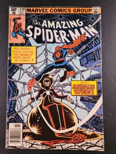 AMAZING SPIDER-MAN #210 (Marvel 1980) Newsstand 1st Apperance MADAME WEB VG/FN