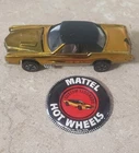 Hot Wheels Redline Custom Eldorado - Gold 1968 USA With Metal Clip On Badge.