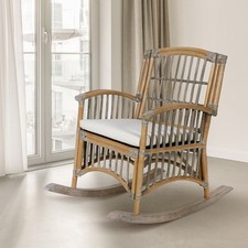 JONATHAN Y RCK200 Swayze Bohemian Farmhouse Woven Rattan/Wood Rocking Chair