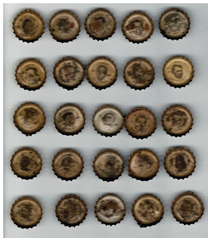 25 1960's Football Coke Caps - Olsen-Green-Meador-Silas +++