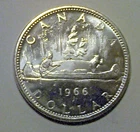 1966 Elizabeth II Canada "Voyageur" Silver Dollar. Canada. 0.606 Ozt ASW, B/U