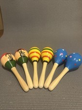 6 Wooden Fiesta Party Maracas 8  