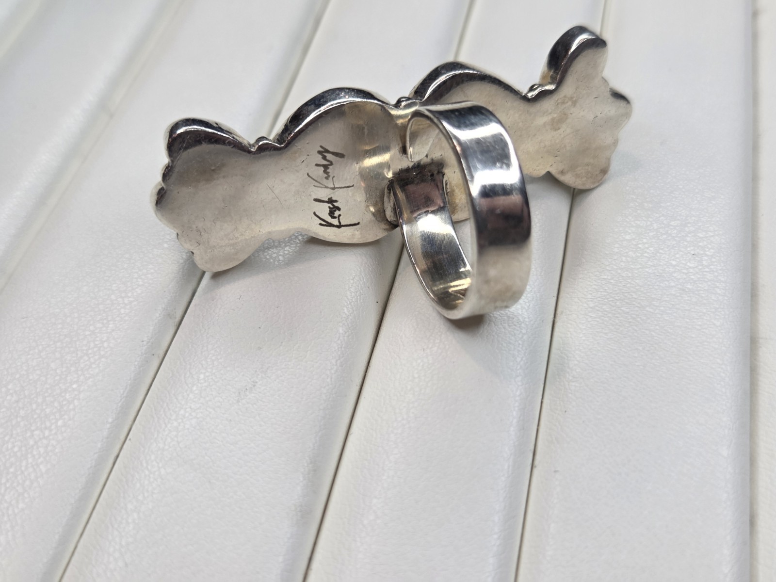 Gingham sterling silver crawler Ring with  turquo… - image 3