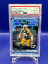2024 Panini Donruss Optic - Play Action Jordan Love #13 Ice Prizm /15 PSA 10