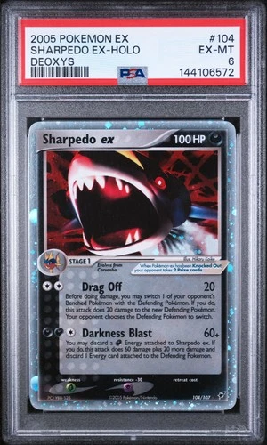 2005 POKEMON EX DEOXYS #104 SHARPEDO EX-HOLO PSA 6