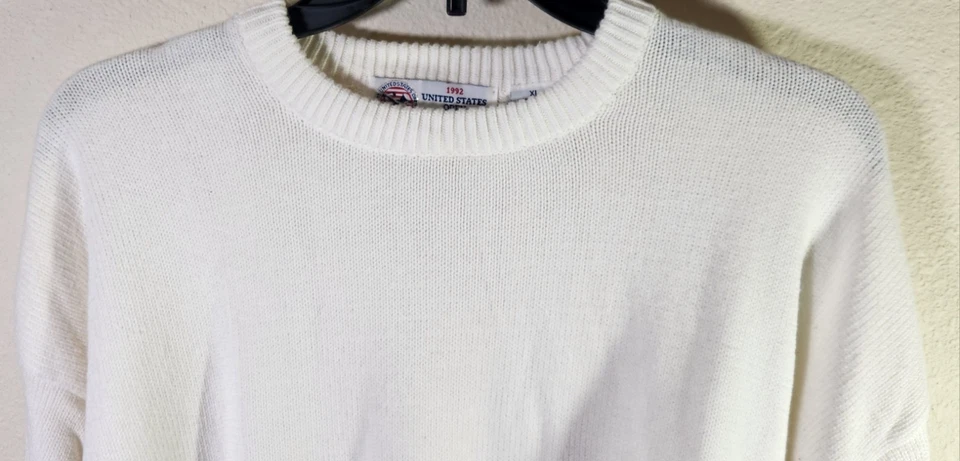 VINTAGE 1992 U.S OPEN PEBBLE BEACH GOLF PGA CREW NECK WHITE SWEATER MENS SZ XL  - Image 2 of 4