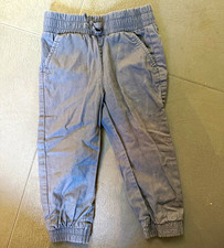Boys Gray Solid Jogger Pants 2T Elastic Waist Drawstring Pull On Pockets