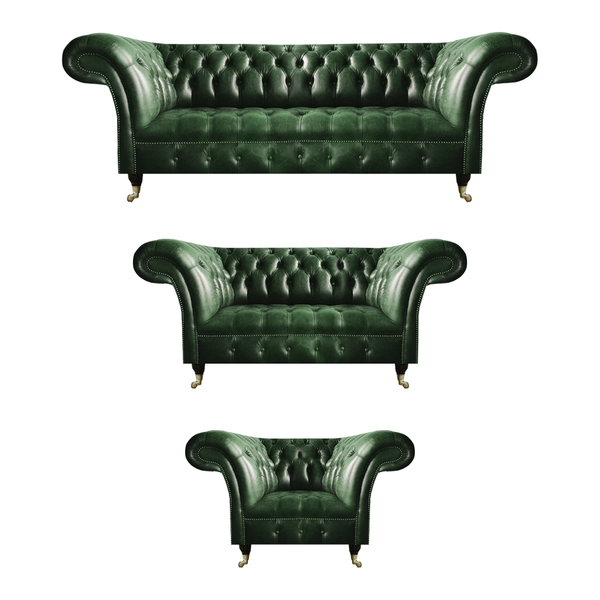GrüN Komplett Sofas Couch 3Tlg Sofagarnitur Luxus Design Wohnzimmer Chesterfield-image