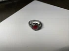 Vintage Red Enamel Sterling Silver 925 Ring, Size  6.5