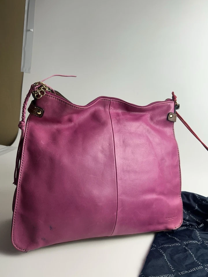 Bolso de mano de cuero Tignanello rosa grande Foto 2 de 4