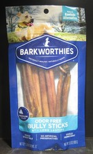 Barkworthies Odor Free Bully Sticks 6" Natural Long Lasting Easy Digestible 5pk