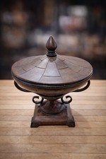 Decorative Urn With Lid Scroll Handles Pedestal Base