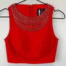 Mac Duggal Beaded Red Formal Evening Gown 2 Piece Size 0