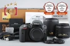 "Count 1,327" Nikon D3300 Black 24.2MP DSLR 18-55 55-200 Lenses w/ Box