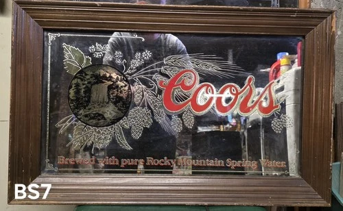 Vintage 1980 Coors Beer Mirror Sign – Adolph Coors Company – Bar Decor