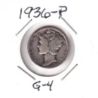 1936-P Mercury Dime 90% Silver. U grade from the hi-res scans
