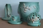 Roseville Ixia 5 Piece Group (3 Mint Condition) Vintage Art Deco Pottery, c1937