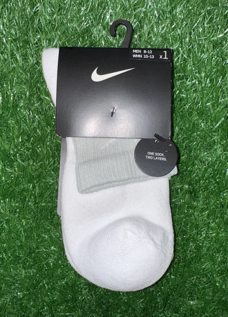 Nike Double Layer Socks Ankle Gray White Size Large (8-12) DH4058-100 New