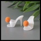 🤍Barbie Dreamland #1669 WHITE OT Heels w Tangerine Pompon Vintage 1960s Japan🍊