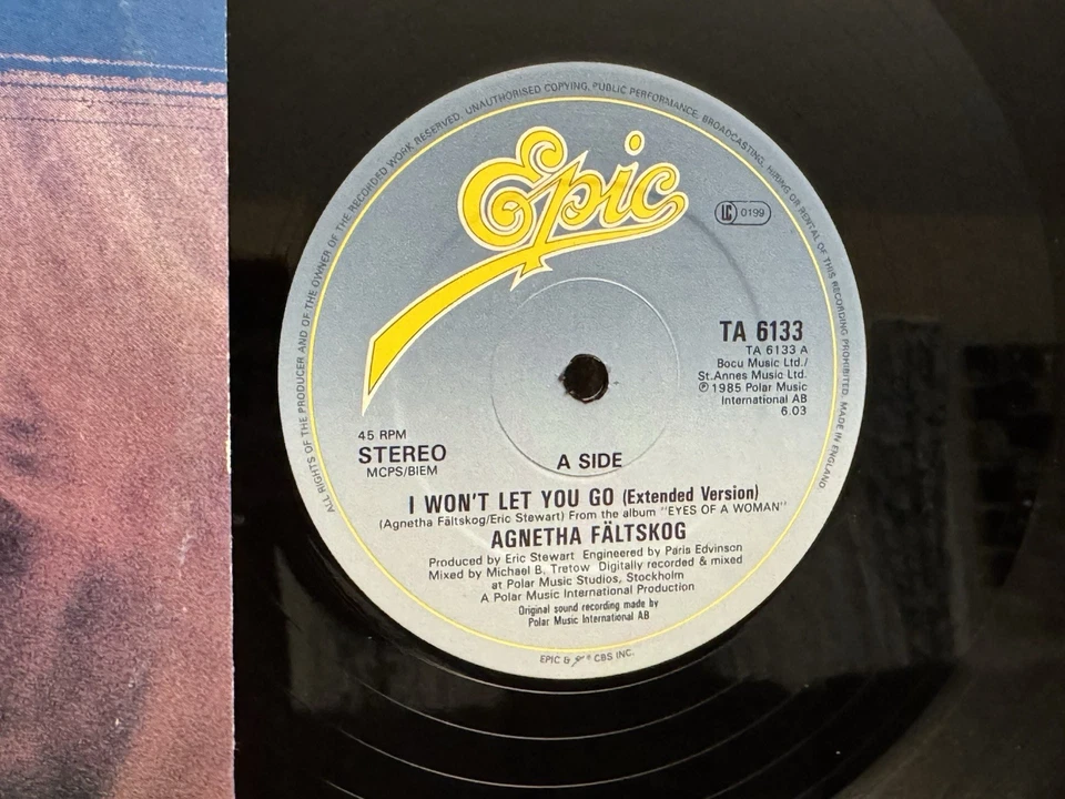 AGNETHA FALTSKOG SOLO ABBA I WON'T LET YOU GO RARE UK IMPORT EPIC LABEL 12" EX+ - Image 2 of 3