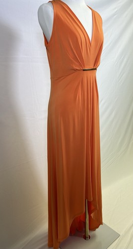 VTG Michael Kors Sleeveless Pleated High Low Orange Party Dress. Size S - Picture 7 of 12