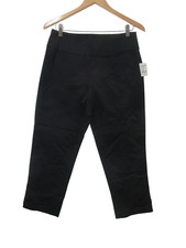 NWT Sz S FRESH PRODUCE Khaki Black 75 SOPHIA Stretch Capri Pants Pull On