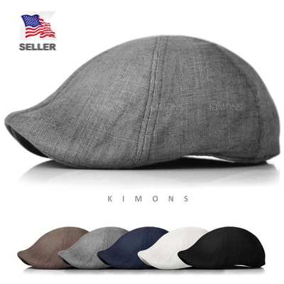 Duckbill Linen Newsboy Cotton Gatsby Cap Mens Ivy Hat Golf  Summer Sun Flat 