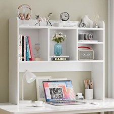 Desktop Bookshelf Storage Organizer Space Saving Bookshelf for Home Office White