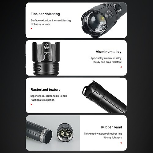 990000LM Powerful LED Flashlight USB Rechargeable Floodlight Zoom Torch Lamp US - Picture 13 of 16