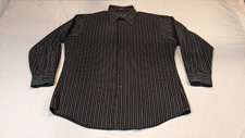 Arrow Fitted Long Sleeve Button Up Shirt Men Size 17 - 32/33 Black Striped