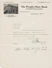U.S. The Peoples State Bank Kans. 1908 Building Illustrated Unpaid Letter  43219