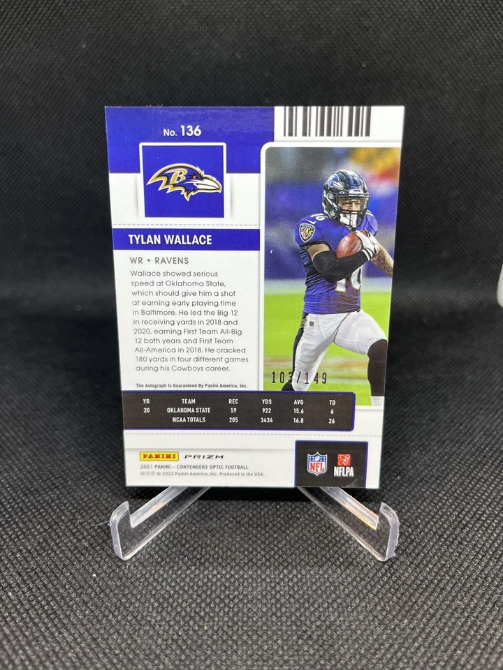 2021 Panini Contenders Optic Tylan Wallace Rookie Ticket Red Auto /149 #136  - Image 2 of 2