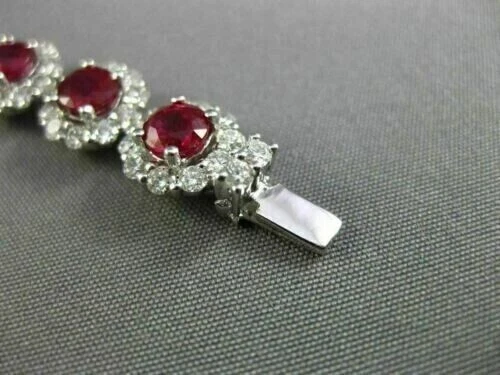 Brazalete Tenis Halo Acabado Oro Blanco 14K Rubí/Diamante Simulado Corte Redondo 11CT Foto 2 de 4