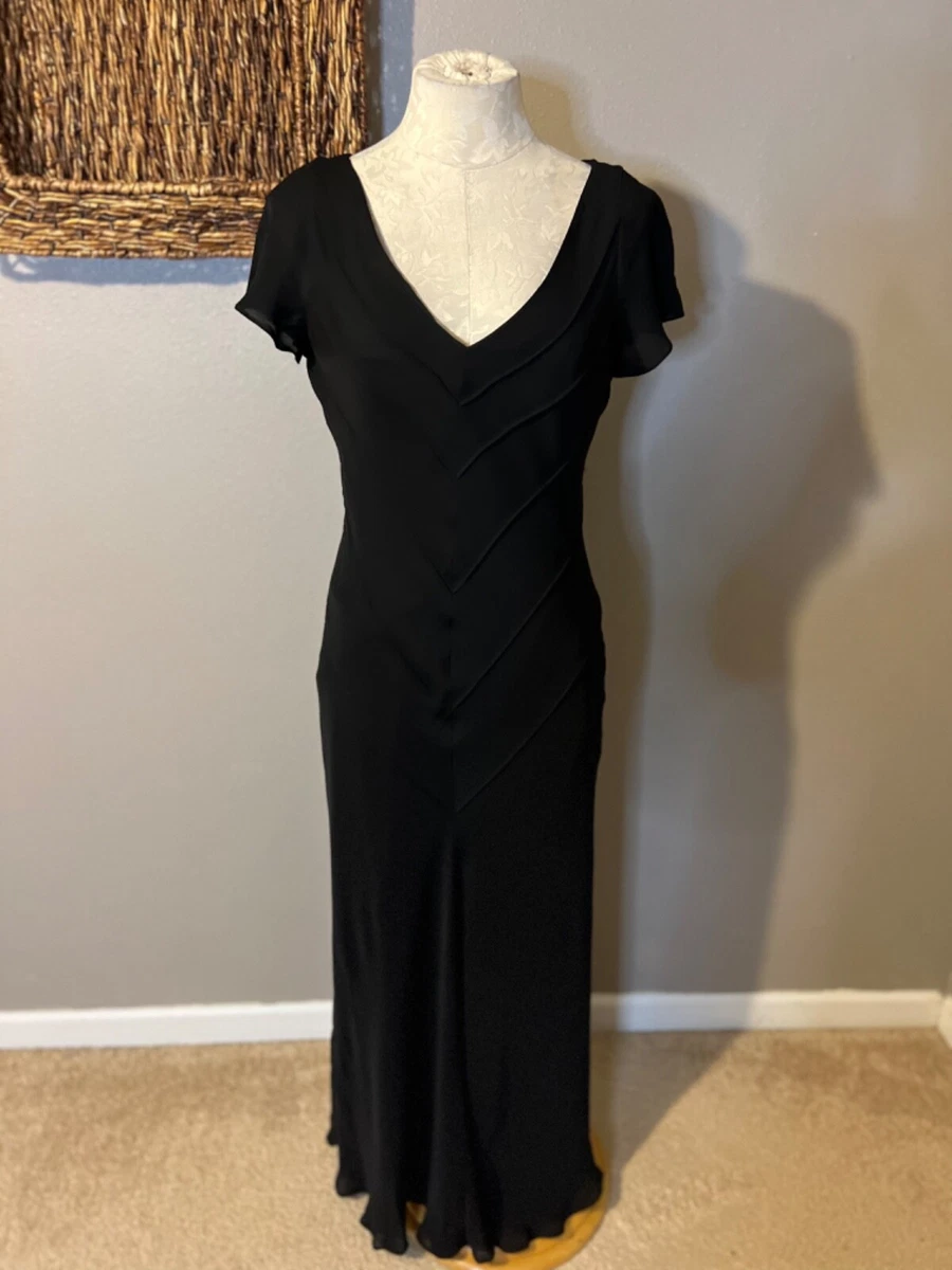 Ralph Lauren Maxi Dress 6 S Small SILK Short Sleeve Long Flowy V