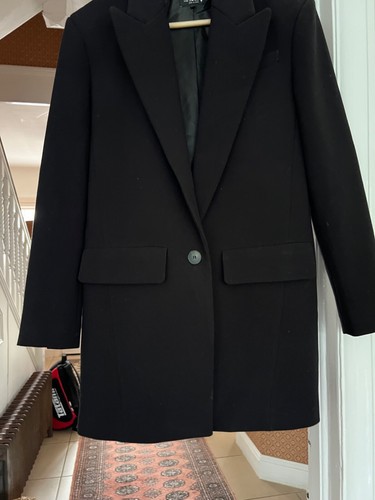 ZARA DAMEN SCHWARZE LONG JACKE BLAZER MANTEL XS - Bild 2 von 8