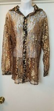 Joan Walters Women s Button Front Shirt Floral Blouse X- Large Vintage