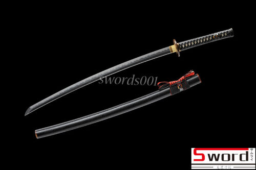 Hand-Forged Damascus Folded Steel Japanese Samurai Katana Sword Real Hamon Black - Picture 2 of 12