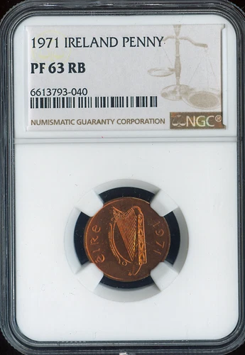 1971 Ireland Penny NGC PF63 RB Quality