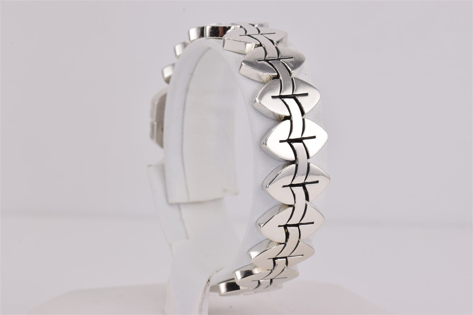 Sterling Silver Solid Unique Oval Linked Bracelet… - image 3