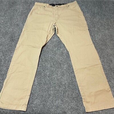 Wrangler Pants Mens 40 Tan Flat Front Cotton Blend Stretch Five Pockets