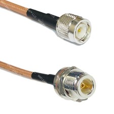 RG400 Silver TNC MALE to N FEMALE BULKHEAD Coax RF Cable USA Lot