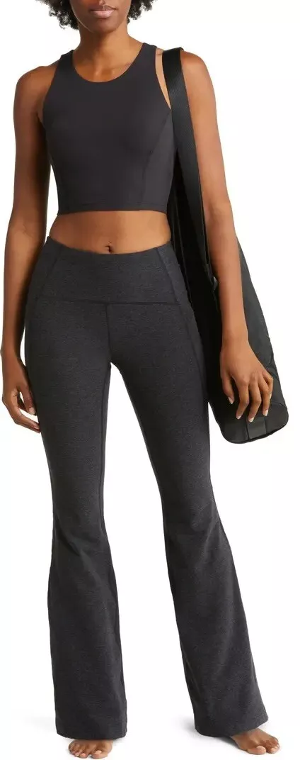 NEW Zella Restore Soft High Waist Pocket Flare Leggings- Heathered Black -  Small