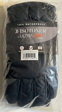 NEW MEN'S ISOTONER ULTRA DRY LINING GLOVES BLACK Med / Large 100 WATER PROOF