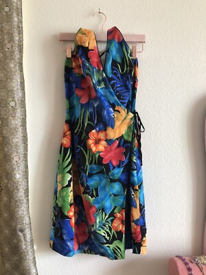 Vintage 80s Robbie Bee Hawaiian Sarong Wrap Dress 10 Halter Rayon Summer Elegant | eBay Vintage 80s Robbie Bee Hawaiian Sarong Wrap Dress 10 Halter Rayon Summer Elegant | eBay