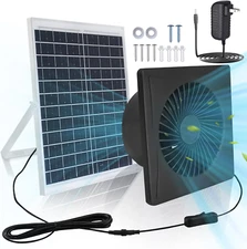 Solar Exhaust Fan for Shed, 25W Solar Panel 8'' Greenhouse Fan Solar Powered, 26