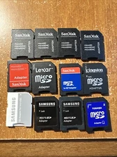 BULK LOT x12: SanDisk, Samsung & Other Adapters For Micro SD, SDHC, SDXC