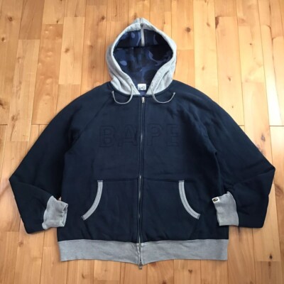 Blue camo x navy BAPE logo zip hoodie a bathing ape NIGO Size L | eBay