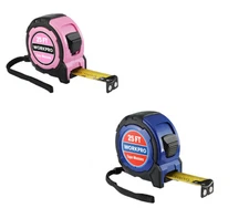 WORKPRO Blue/Pink 25FT Tape Measure 1/8Fractions Easy Read Measuring Tape w/Hook