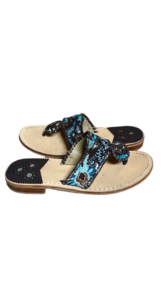 Jack Rogers x Vera Bradley Java Blue Paisley Navajo Classic Flat Sandals Size 8 Foto 4 de 4